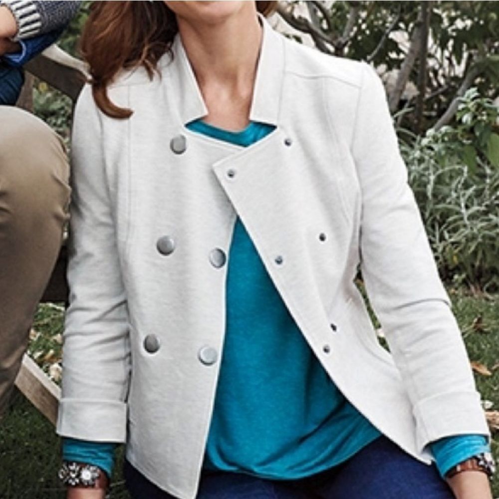Cabi double breasted heathered cream color jacket